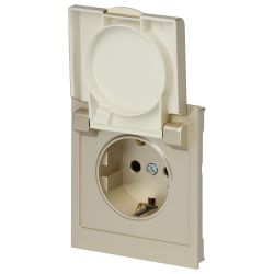 Розетка ЭРА Arktik 16-2103-04 с заземлением 2P+E Schuko со шторками с крышкой 16А-250В шампань | Эра Arktik