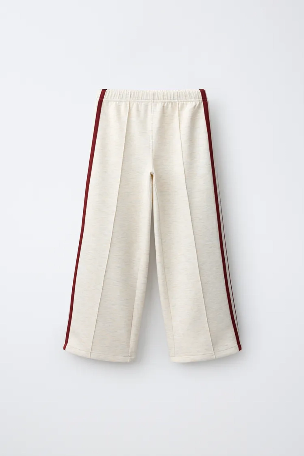 ZARA БРЮКИ WIDE LEG С КОНТРАСТНЫМИ ЛАМПАСАМИ, ПЕСОЧНЫЙ МЕЛАНЖ