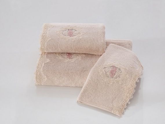 Махровое полотенце DESTAN ДЕСТАН пудра Soft Cotton (Турция)