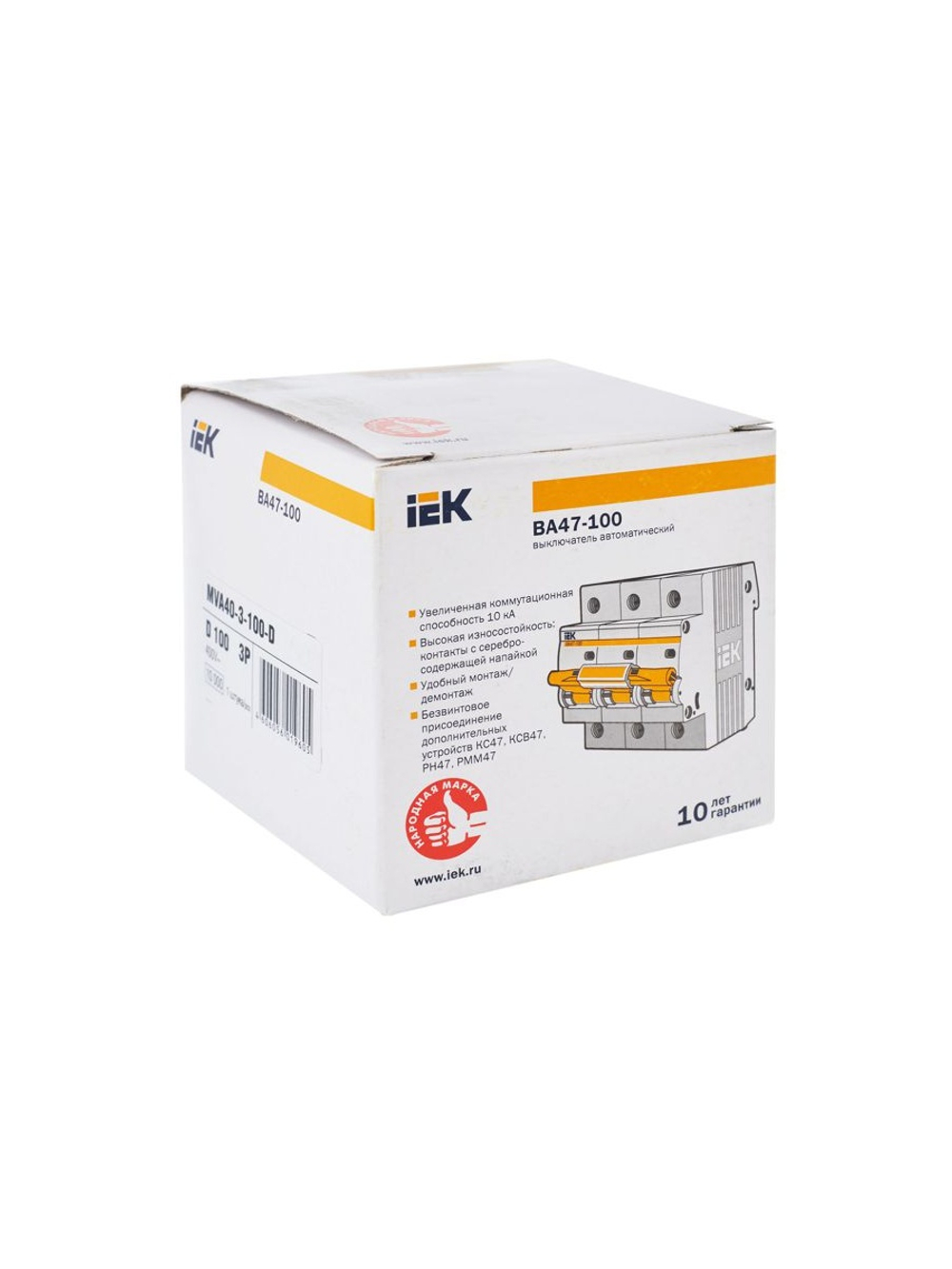 Выключатель автоматический модульный 3п D 100А 10кА ВА47-100 KARAT IEK MVA40-3-100-D