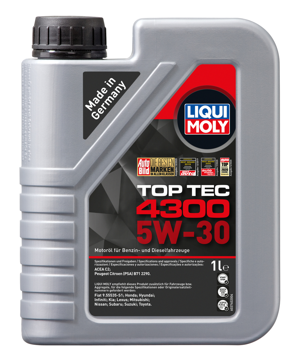 Масло Liqui Moly Top Tec 4300 5W30 (1 л) НС-синтетика для Fiat,Peugeot, Citroen