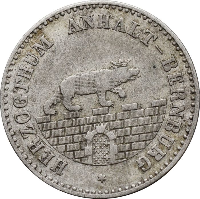 1/6 талера 1861 Германия, Ангальт-Бернбург XF
