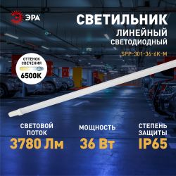 Линейный светодиодный светильник ЭРА SPP-301-36-6K-M 36Вт 6500К IP65 1200 матовый | Линейные светодиодные светильники IP65