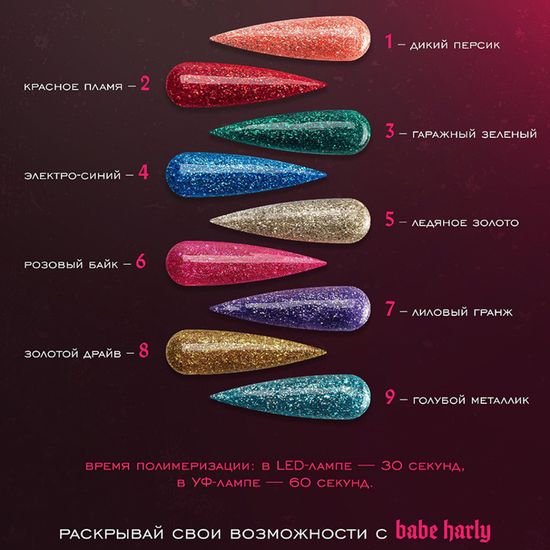Гель-лак ADRICOCO Babe Harly с глиттером №3 гаражный зеленый(8 мл.)