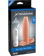 Расширяющая пенис насадка с двойной вибрацией Real Feel Twin Teazer (5 режимов) (Цвет: телесный)
