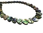 Бусина перламутр сердце Blue Abalone Shell 13 х 12,7 мм, 5 шт.