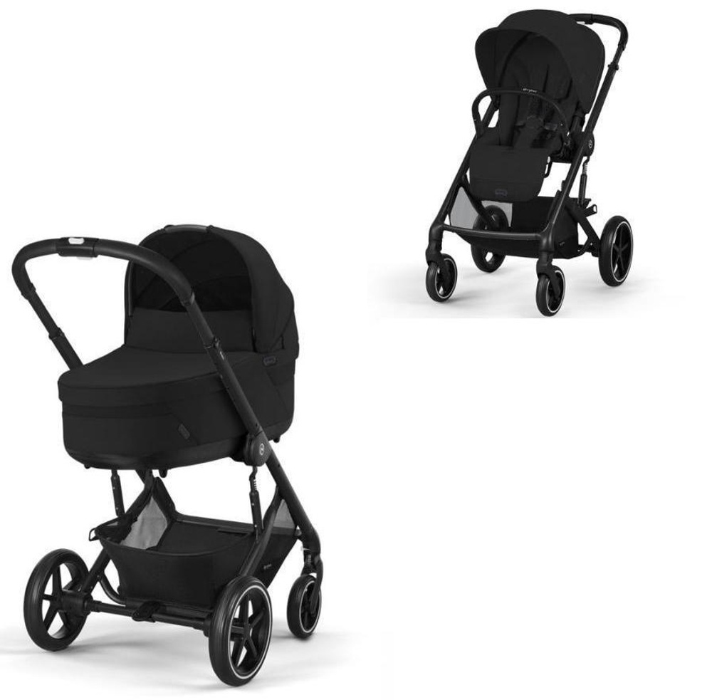 Коляска Cybex Balios S Lux BLK complete Aton B2 Bay Blue 3 в 1 Moon Black с дождевиками