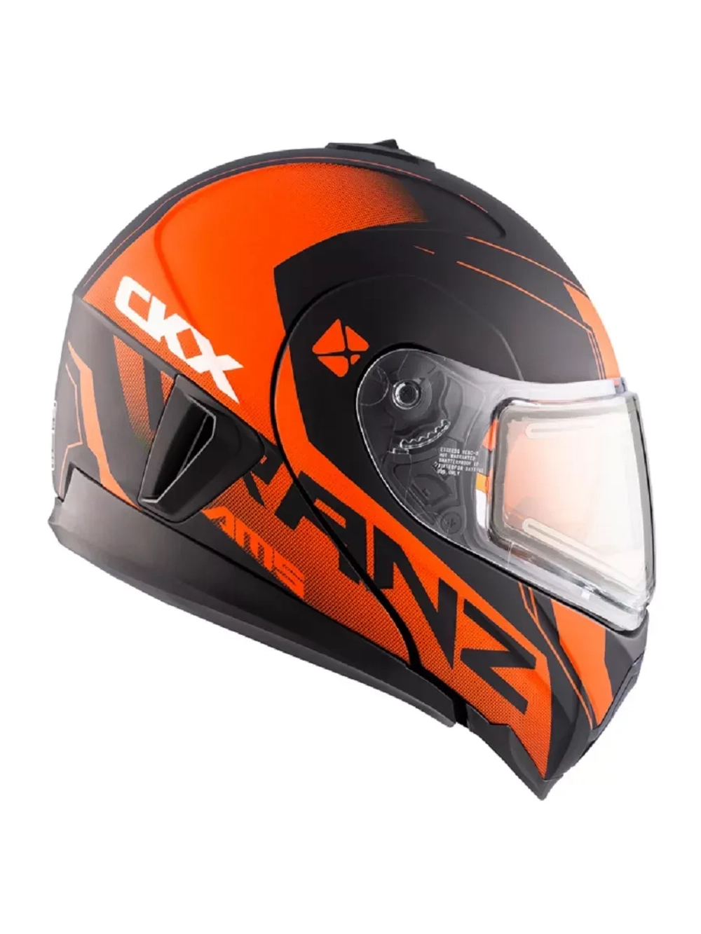 Шлем модуляр CKX TRANZ с 2мя визорами, подогрев(orangeXS)
