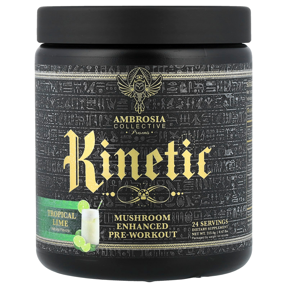 Ambrosia Collective, Kinetic™, предтренировочный комплекс с грибами, со вкусом тропического лайма, 213,6 г (0,47 фунта)