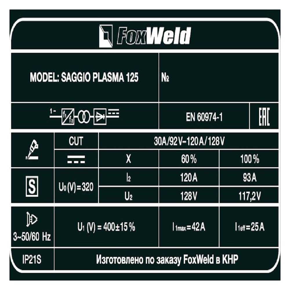 Аппарат плазменной резки SAGGIO PLASMA 125 8701