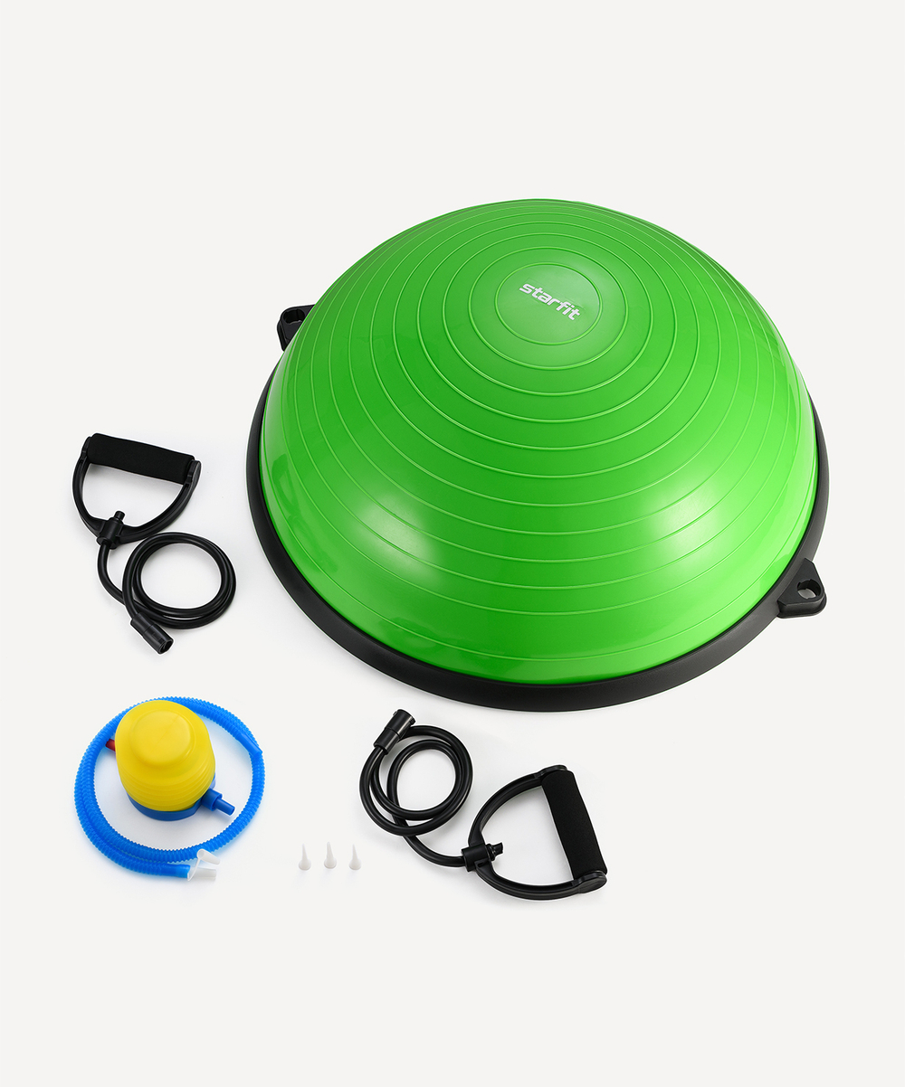 Полусфера "BOSU" GB-501 с эспандерами, с насосом, зеленый
