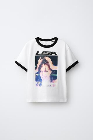 ZARA ФУТБОЛКА С ПРИНТОМ LISA ©, ЭКРЮ