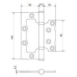 Петля дверная накладная APECS 100х75х2,5-B2 Steel GRF графит (1 шт)