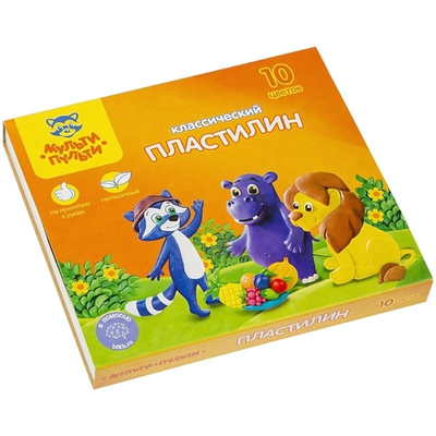 Пластилин "Приключения Енота" 10 цветов, 200гр, со стеком КП_10208 (Мульти-Пульти)