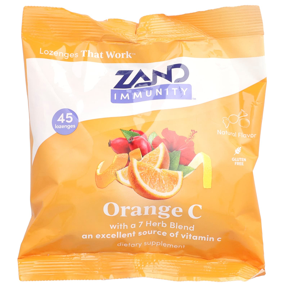 Zand, Immunity, апельсин C, натуральный, 45 пастилок
