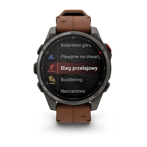 Умные часы GARMIN FENIX 8 PRO 47mm Amoled Sapphire Lens Titanium With Chestnut Leather Band Plus Pabble gray silicone
