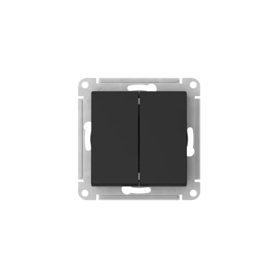 Выключатель двухклавишный Systeme Electric AtlasDesign Aqua Карбон, самозажимные клеммы ATN441051S