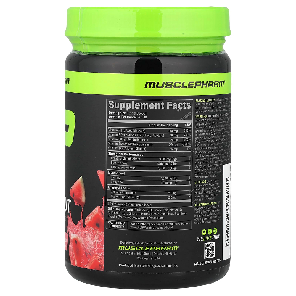 MusclePharm, Assault®, предтренировочный комплекс, со вкусом арбуза, 344 г (12,1 унции)