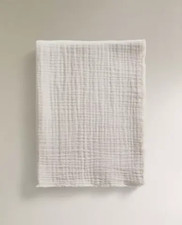 ZARA HOME ДЕТСКИЙ МУСЛИНОВЫЙ ПЛЕД, СЕРЫЙ
