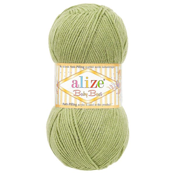 Пряжа Alize (Ализе) Baby Best / уп.5 мот. по 100 г, 240м, 485 зеленная трава A