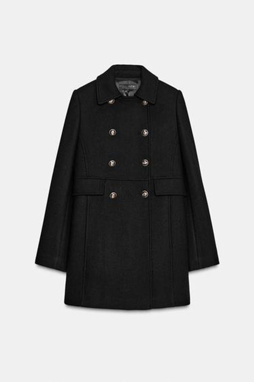 Шерстяное короткое пальто с перекрещивающимся воротником - ZARA