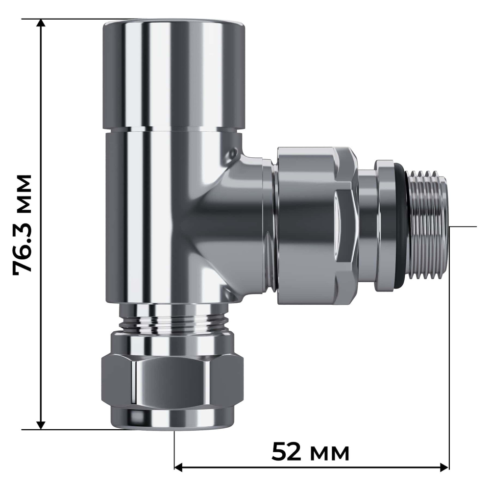 Набор термостатический угловой Royal Thermo Design Pro 15мм М30х1,5 (Хром)