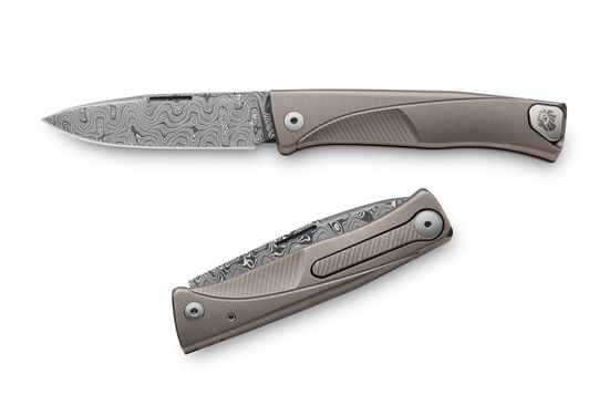 Складной нож Lion Steel "Thrill" L/TL D GY c клинком из стали Stainless Damascus (Chad Nichols, USA) рукоять титан