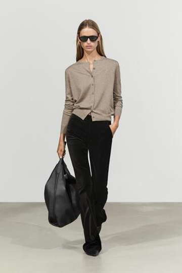 Massimo Dutti Бархатные брюки скинни клеш, черный