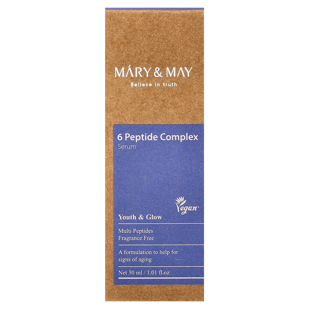 Mary & May, Сыворотка с комплексом из 6 пептидов, без отдушек, 30 мл (1,01 жидк. унц.)