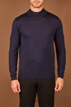 Водолазка с воротником-стойкой тёмно-синяя от Loro Piana BP5-765946