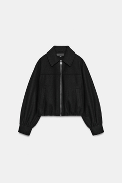 ZARA МЯГКАЯ КУРТКА НА МОЛНИИ, ЧЕРНЫЙ