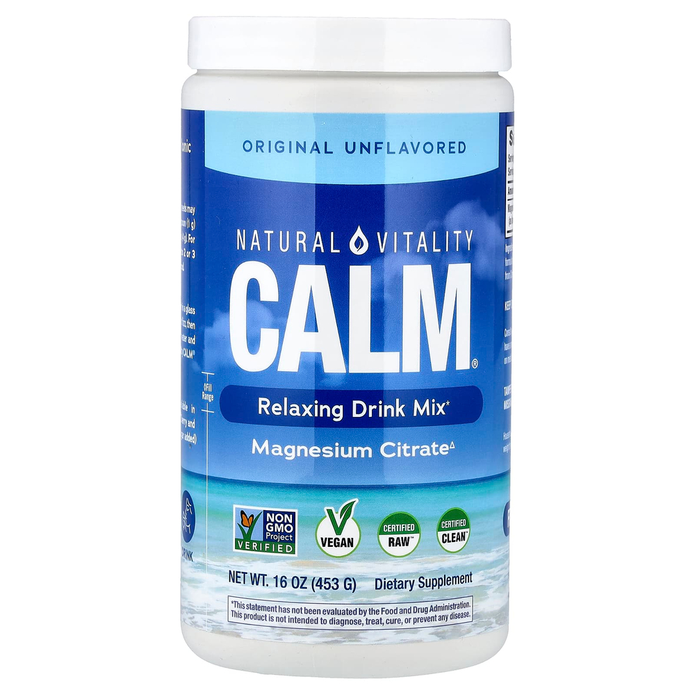 Natural Vitality, CALM®, смесь для приготовления расслабляющих напитков, оригинальный нейтральный вкус, 453 г (16 унций)