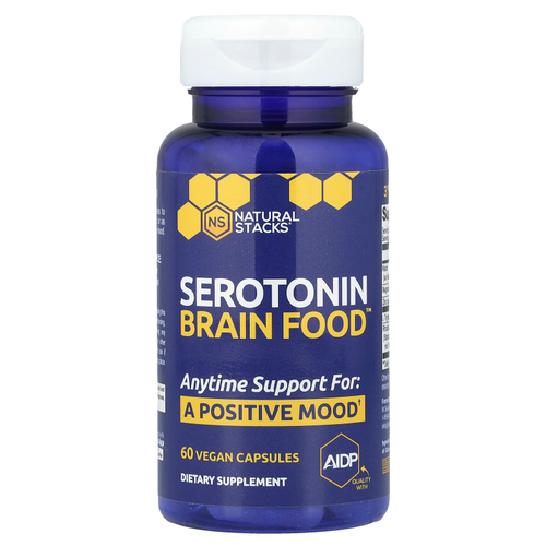 Natural Stacks, Serotonin Brain Food ™, 60 веганских капсул