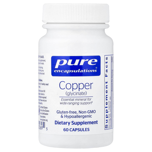 Pure Encapsulations, медь (глицинат), 60 капсул (2 мг в 1 капсуле)