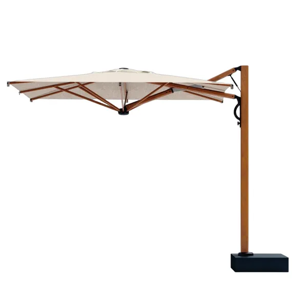 Зонт профессиональный 2.9х2.9 м с подсветкой Astro Timber, имитация ироко, слоновая кость