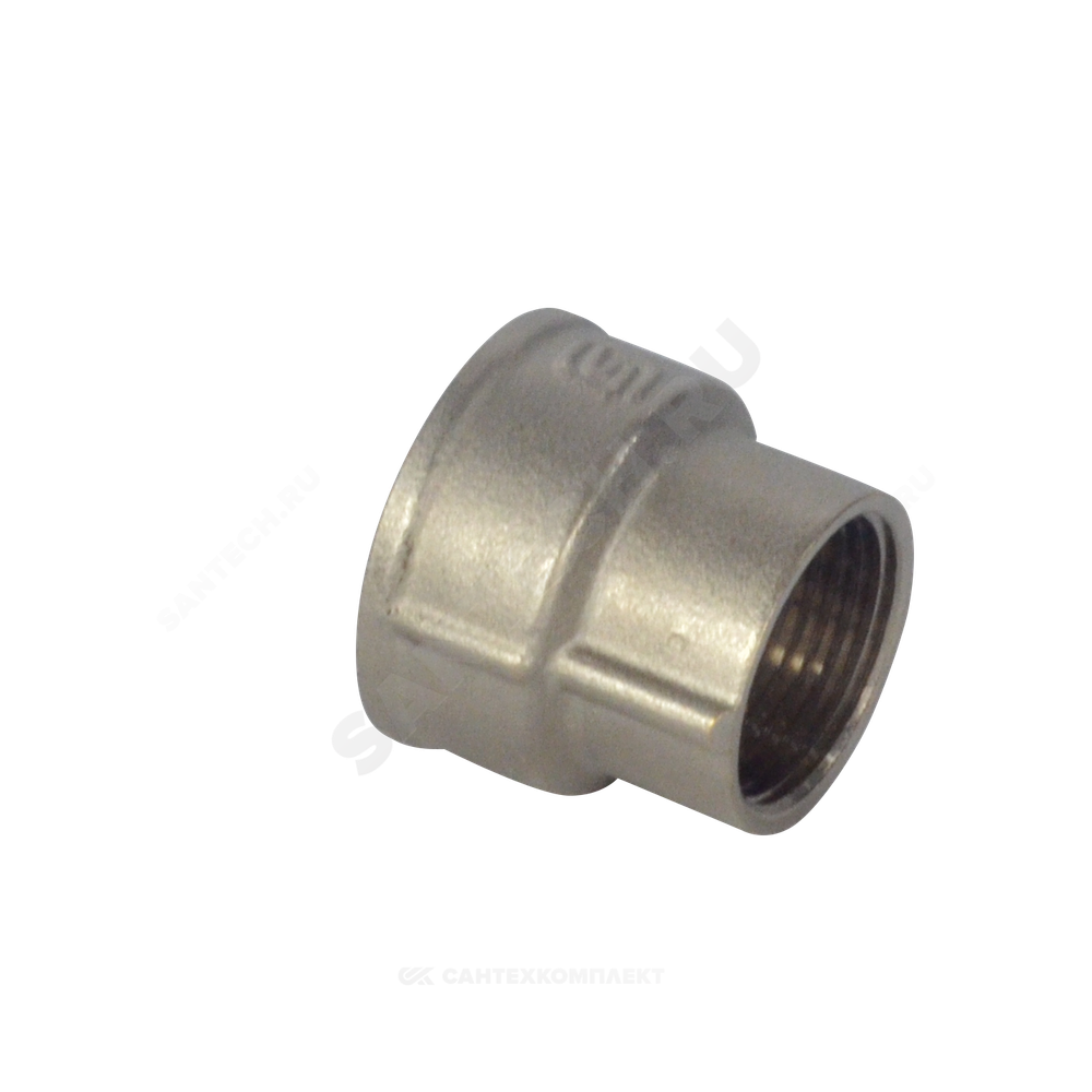 Муфта латунь никель переходная Ду 20х15 (3/4"х1/2") ВР/ВР SantechSystems