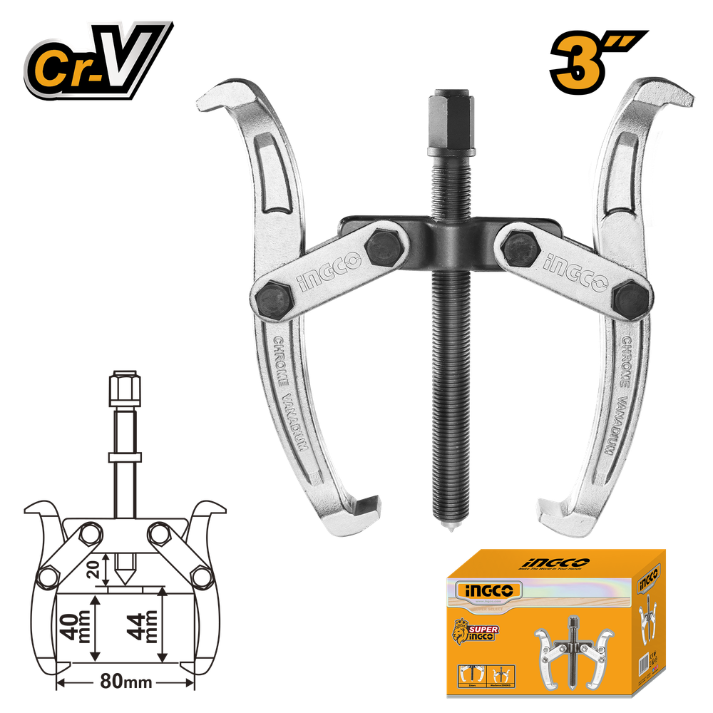 Съемник с двумя захватами INGCO HGP08023 INDUSTRIAL 3" Съемник с двумя захватами INGCO HGP08023 INDUSTRIAL 3"