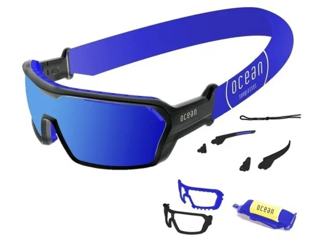 Спортивные очки OCEAN Chameleon Black / Revo Blue Polarized lenses