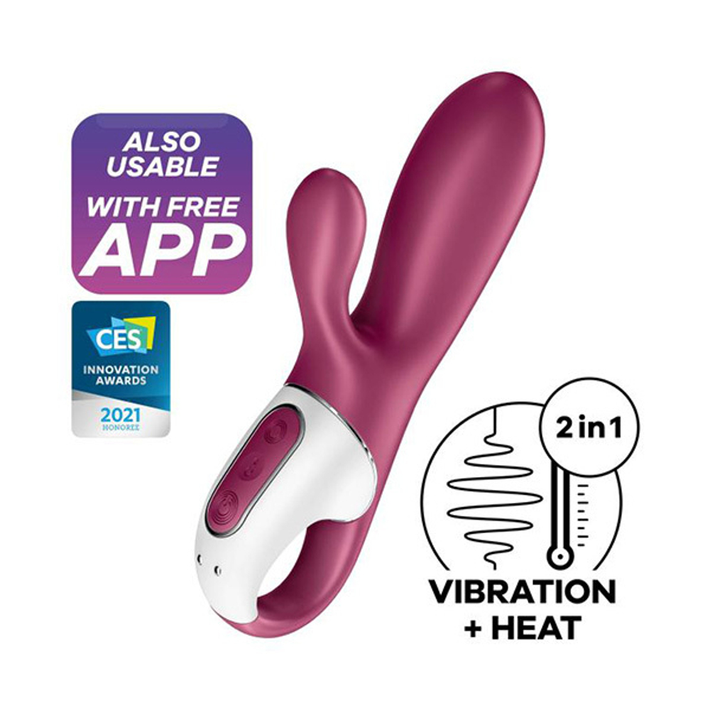 Малиновый вибратор-кролик с функцией нагрева 17,5см Satisfyer Hot Bunny