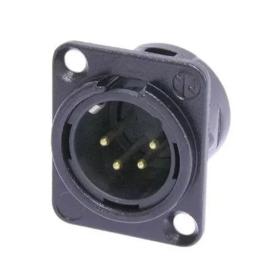 Neutrik NC4MD-L-BAG-1 панельный разъем XLR male черненый корпус 4 контакта