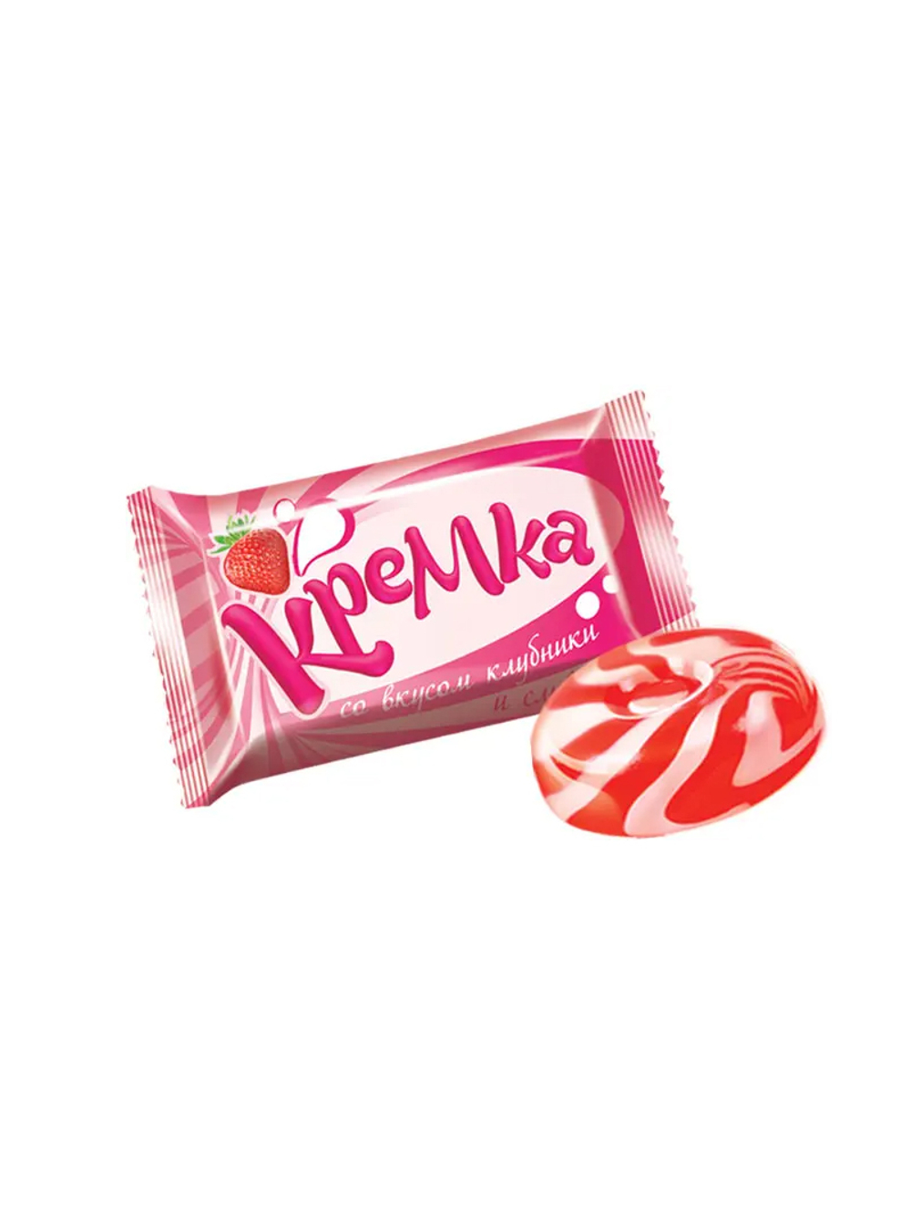Карамель леденцовая Кремка, клубника со сливками, 1 кг
