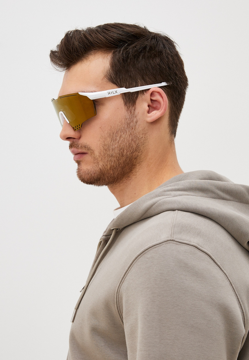 Спортивные очки HILX Gladiator (L) / Shiny White / Gold Mirror Lens