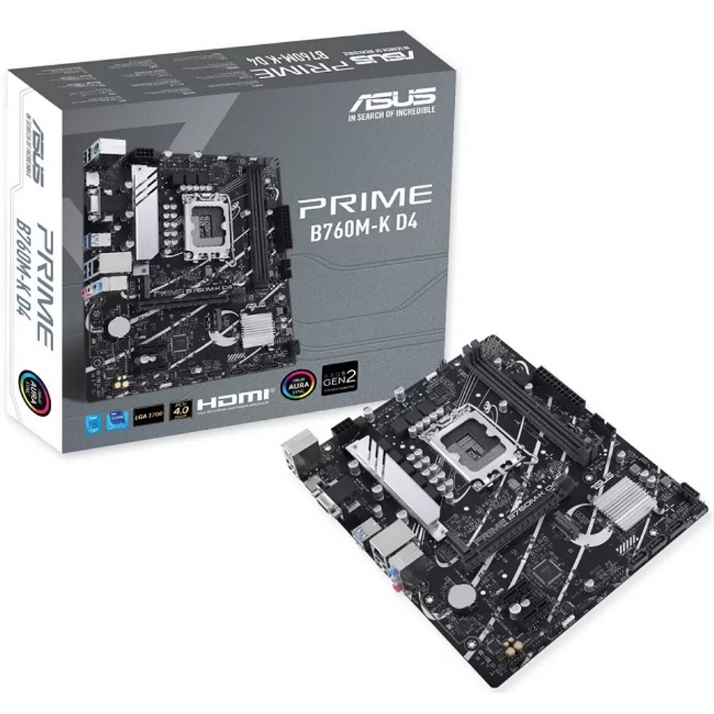 Материнская плата ASUS PRIME B760M-K D4, LGA1700/B760/2xDDR4/PCI-Ex16/2xM.2/SB7.1/GLAN/HDMI/VGA/mATX (90MB1DS0-M0EAY0)