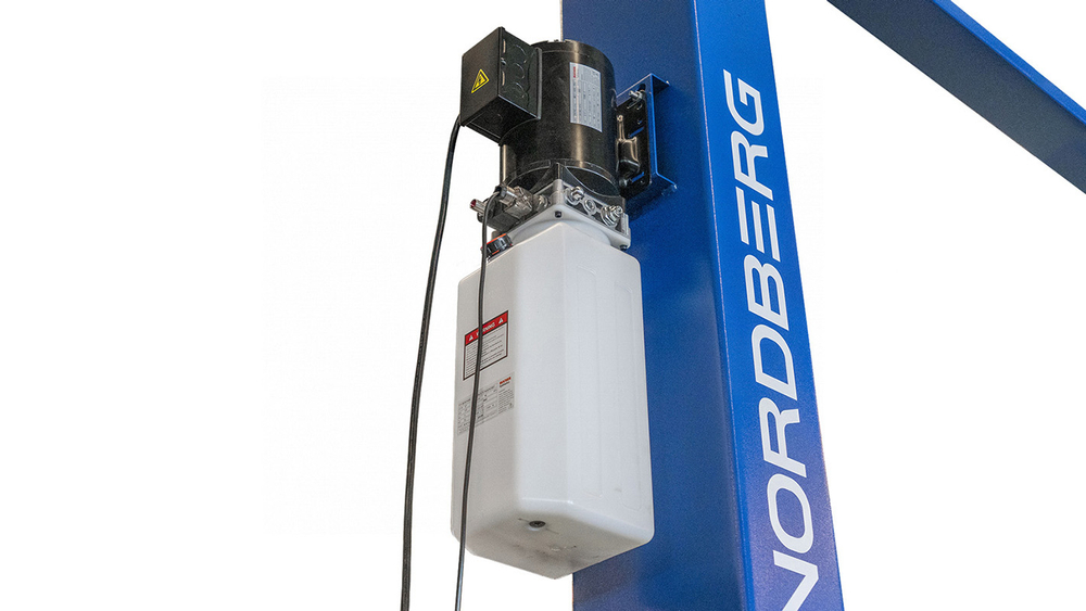 NORDBERG (N4120H1E-4B_3+2_380) Подъемник двухстоечный 4 т, верхняя синхронизация, с электростопорами, H=4 м, 380 В, синий