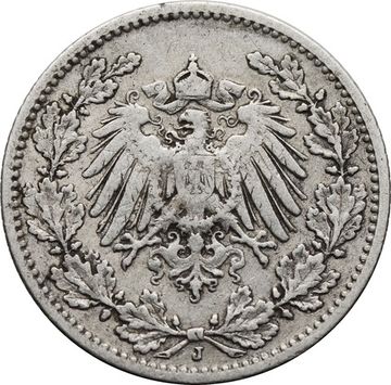 1/2 марки 1905 Германская империя "J"