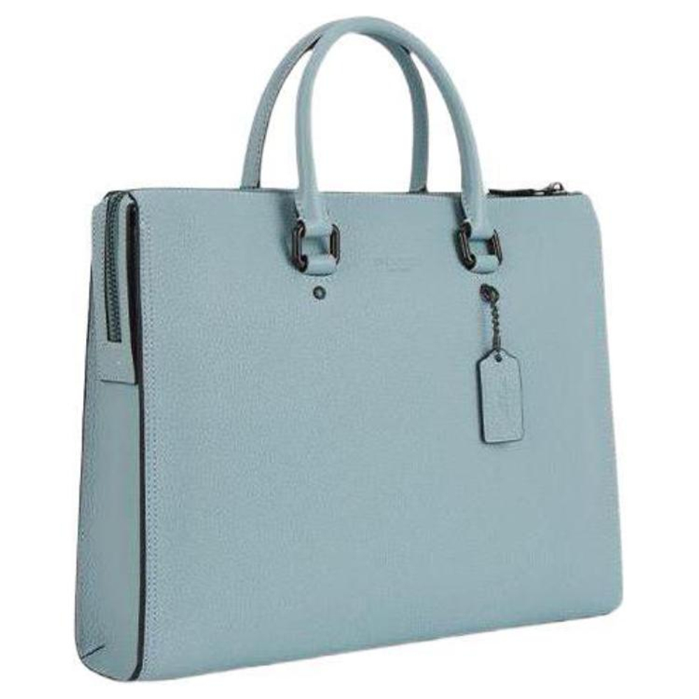 COACH Gotham Cow Leather Laptop Bag, Handbag, Shoulder Bag, Crossbody Bag, Briefcase Large Unisex Haze Blue