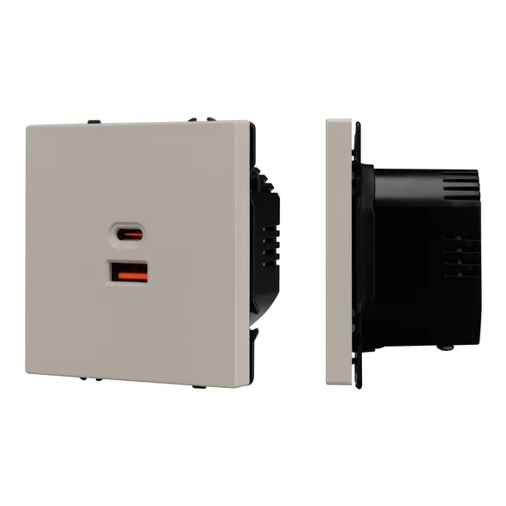 Механизм розетки с быстрой USB зарядкой SCT-NOBE-MUAC-SFPL-FC-CA (65W, QC3) (Arlight, -) 059446