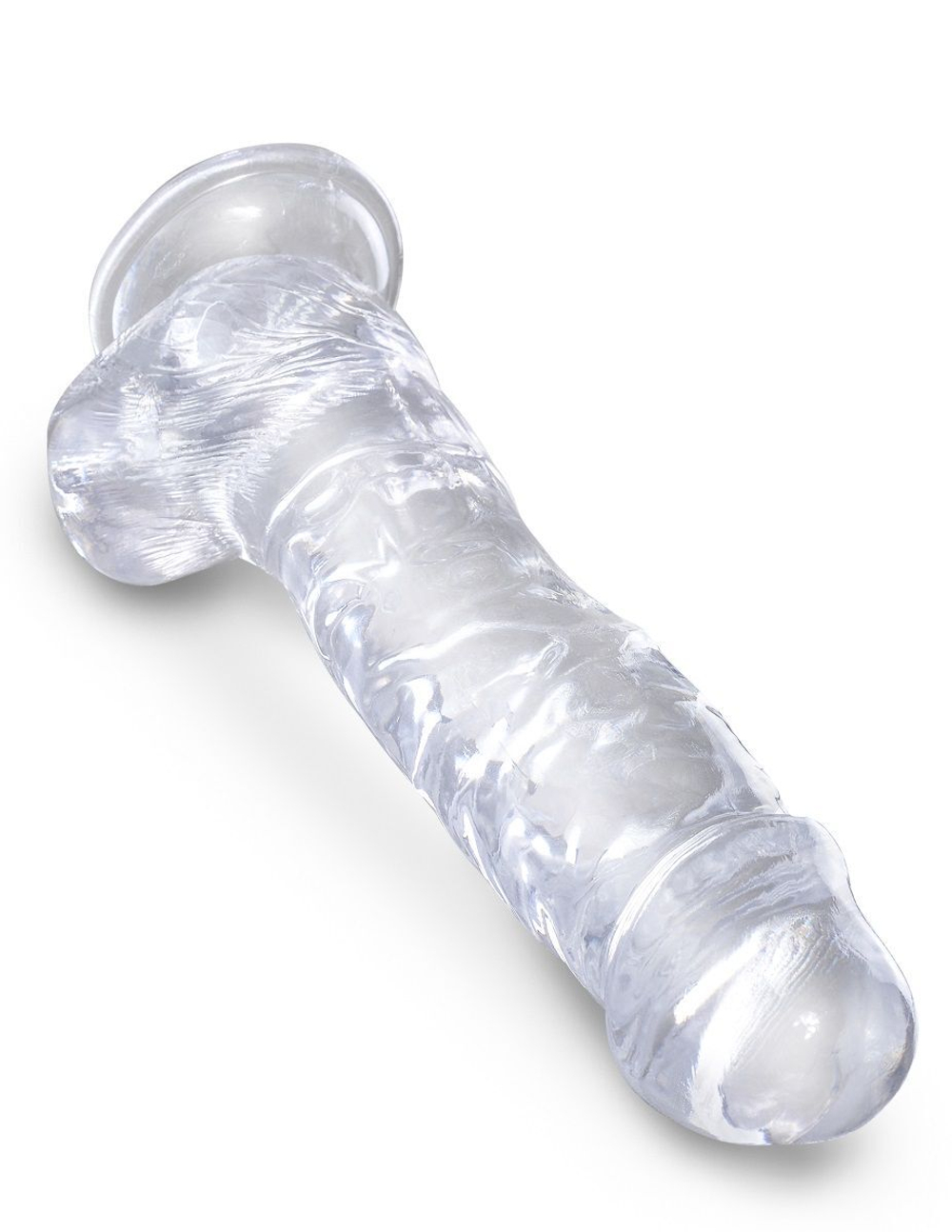 Прозрачный фаллоимитатор 8 Cock with Balls - 22,2 см. (Цвет: прозрачный)