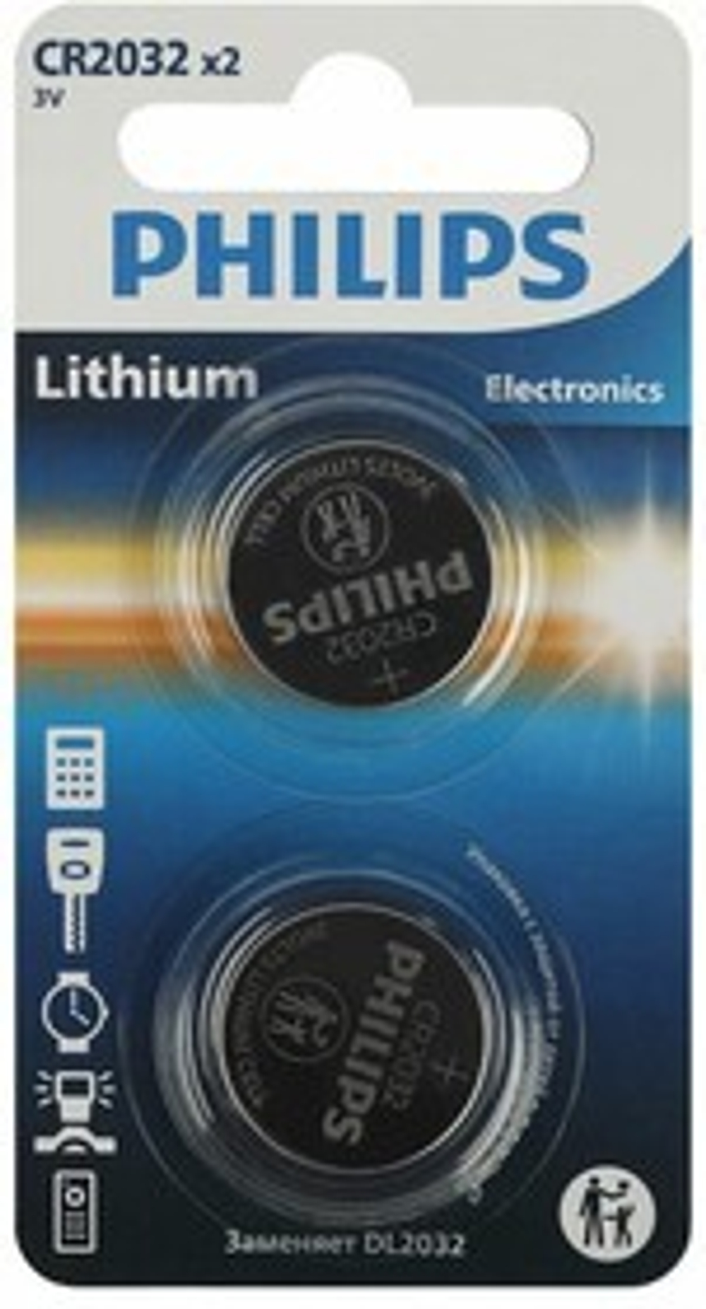 Элемент питания (Батарейка таблетка) Philips CR2032P2/51 литиевые 2шт. CR2032-2BL Б0062716
