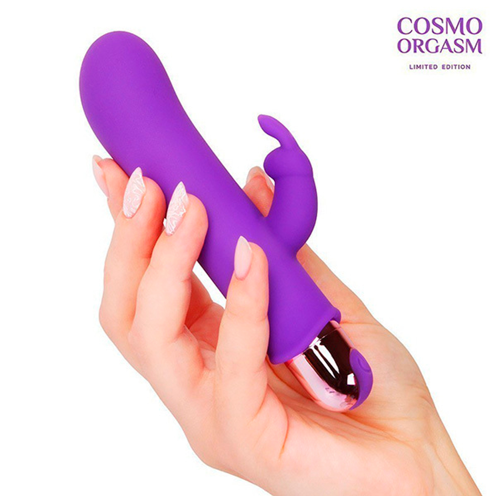 Фиолетовый мини-вибратор с клиторальным зайчиком 14см Bior Toys Cosmo Orgasm CSM-23167